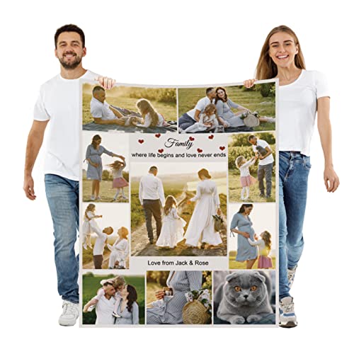 Mositoni Fotocollage personalisierte weiche Fleece-Decke mit 10 Bilders Fotos Wurfhochzeits-Geburtstagsgeschenk für Baby-Freund Erwachsenen und Haustier(100x150cm) von Mositoni