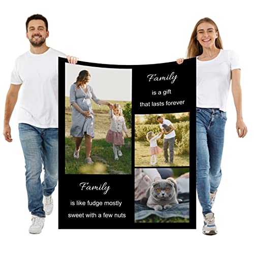 Mositoni Fotocollage personalisierte weiche Fleece-Decke mit 3 Bilders Fotos Wurfhochzeits-Geburtstagsgeschenk für Baby-Freund Erwachsenen und Haustier（130x220cm） von Mositoni