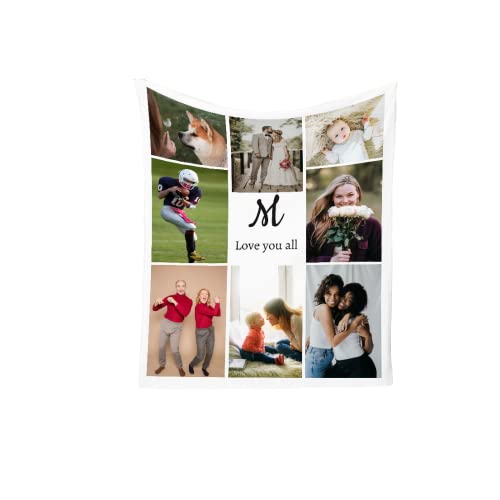 Mositoni Fotodecke personalisierte Decke Geschenke mit eigenem 8 Fotos Super Weich Fleece- Decke Selbst Gestalten Bedrucken Weihnachten Geschenke für Baby Freunde Mutter (51"87"/130220cm) von Mositoni