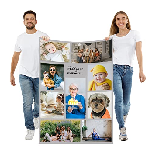 Mositoni Fotodecke personalisierte decke geschenke mit eigenem 8 fotos Super Weich fleece- Decke Selbst Gestalten Bedrucken weihnachten geschenke für Baby Familie Freunde - Mutter Grundstück Geschenk von Mositoni