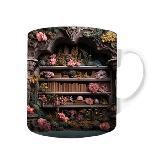 3D-Bücherregal-Tasse | Kreativ Mehrzweck Keramik Bücher Regal | Eine kleine Bibliotheks Regal Herbst Tasse | 3D Weißes Kaffee Tassen Regal | Ästhetische Raumdekoration Geschenke für Buchliebhaber von Moslalo