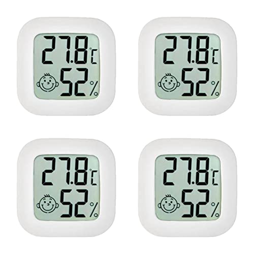 4er-Pack Raumthermometer Innen | LCD Digitales intelligentes Hygrometer | Haus Temperatur Monitor | Hochpräzises Sensor-Feuchtemessgerät | Thermometer für Innenräume Zuhause, Babyzimmer von Moslalo