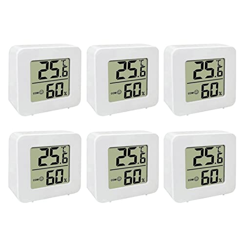 [6er-Pack] Thermometer für Innenräume | Raumthermometer Digital Innen | LCD Intelligentes Hygrometer | Hochpräzises Sensor Feuchtemessgerät Temperatur Monitor für Innenraum von Moslalo