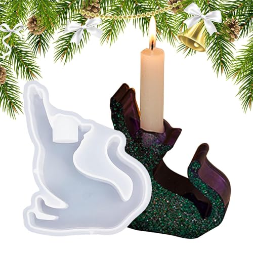 Moslalo Kerzenhalter-Harzform, Harz-Kerzenhalterform | Formen für Kerzenhalter in Katzenform - Teelichthalter aus Kunstharz für die Herstellung von Kerzenhaltern von Moslalo