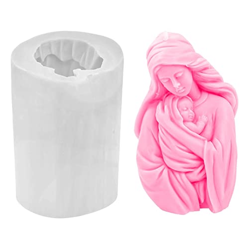 3D Kerzenform | Heilige Mutter Maria Kerzenform DIY Silikon Kerzenform | Jungfrau Maria hält Baby Jesus Silikonform Katholische Kunstwerke, einzigartiges und erfrischendes Design mit klaren Details von Moslate