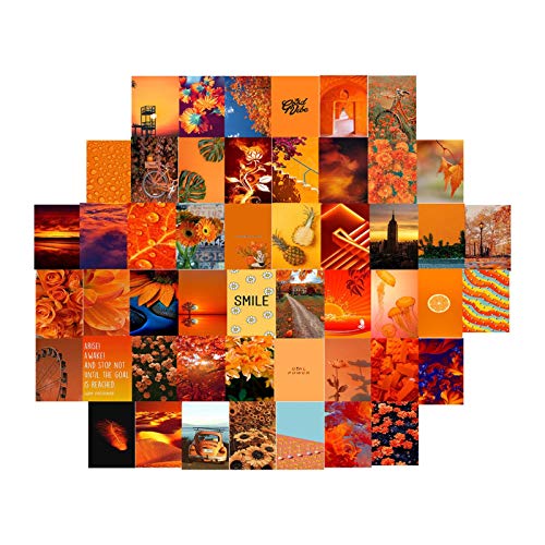 Ästhetische Wand Collage Kit, 50 stücke Postkarte Wanddekoration Zimmer Dekor für Schlafzimmer, ästhetische Bilder Orange Schlafzimmer Dekor für Teen Mädchen von Moslate