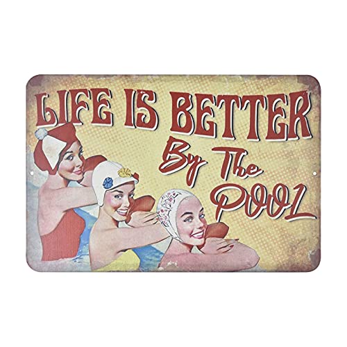 Moslate Pool Rules Schild Dekor, Metall Pool Rule/Warndekorationen Outdoor, 30x20cm, Rostfreier Pool Outdoor Rule Warnschilder und Dekor, Versal Blechschild Geeignet für Pool, Terrasse, Strand von Moslate