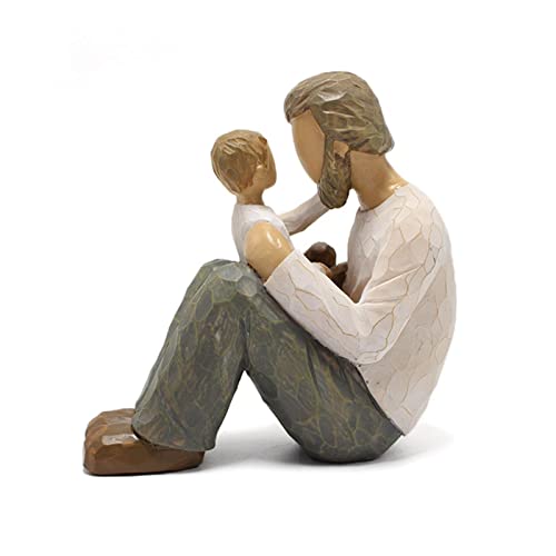 Moslate Vater Und Sohn Figuren Statuen - Handbemalte Vater Umarmt Sohn Statue Puppe, Harz Skulptur Dekoration Für Zuhause, Warme Festival Ornament Geschenke, Für Büro, Wohnzimmer, Regal von Moslate