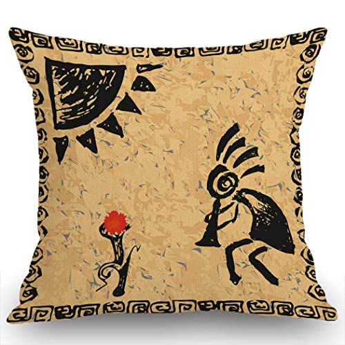 Moslion Afrika-Tribal Bauernhaus Kissenbezug Baumwolle Leinen Dekorativer quadratischer Kissenbezug 45,7 x 45,7 cm für Sofa Couch Dekoration von Moslion