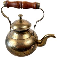 Vintage Alte Messing Tee/Kaffeekanne Mit Deckel 1.5 Qt Klappholz Griff 10" X 1" Indien von MosquitoCreekGoods