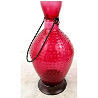 Vintage Klar Lila Hobnail 11" Teelicht Kerzenhalter Metall Griff & Boden von MosquitoCreekGoods