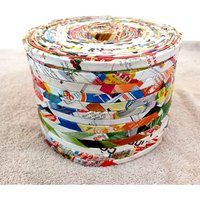 Vintage Runde Handgemachte Aufbewahrungsbox 5"x6, 5" Recycling Magazin Deckeldose Mit Knauf von MosquitoCreekGoods