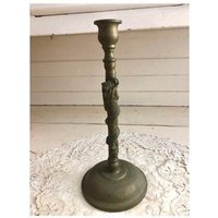 Vintage Dragon Candlestick Messing Groß von MossAndMagicVintage