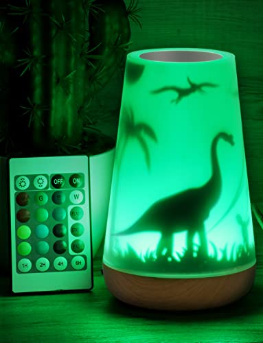 Mostof Dinosaurier Nachtlicht für Kinder, LED Nachtlicht mit Fernbedienung Dimmbar Touch Control, Fee Figuren mit Flügeln, RGB Farben (Elfen) (Dinosaurier-16 Farbe) von Mostof