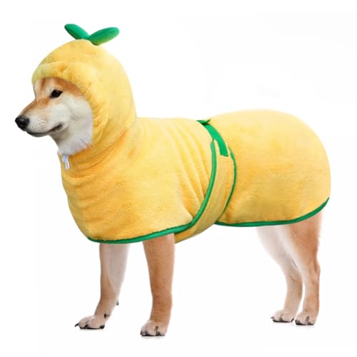 Mosucoirl Hund Bademantel Mantel,Haustierhandtuch Mikrofaser Hundebadetuch saugfahig Badetuch Hund Schnell Trocknend Verstellbar Hunde Bademantel Kapuze Baumwolle von Mosucoirl