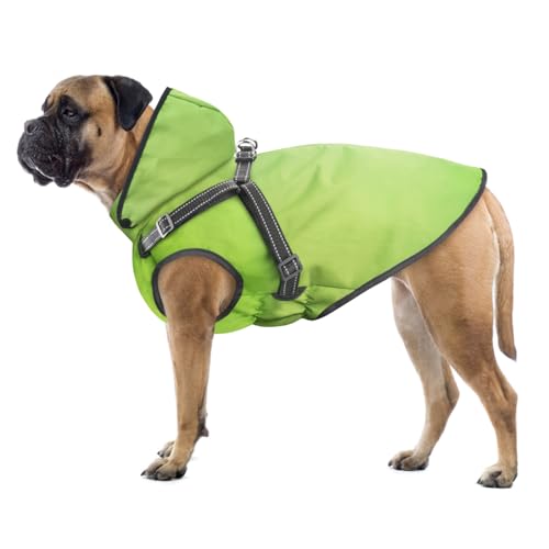 Mosucoirl Hunde Regenmantel Wasserdichter Hunde Kapuzenpullover Reflektierender Hunde Regenmantel mit Kapuze Verstellbare Regenjacke für kleine Mittelgroße und große Hunde und Welpen von Mosucoirl