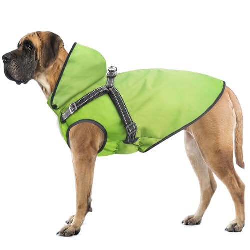 Mosucoirl Hunde Regenmantel Wasserdichter Hunde Kapuzenpullover Reflektierender Hunde Regenmantel mit Kapuze Verstellbare Regenjacke für kleine Mittelgroße und große Hunde und Welpen von Mosucoirl