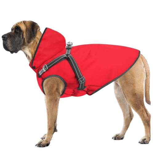 Mosucoirl Hunde Regenmantel Wasserdichter Hunde Kapuzenpullover Reflektierender Regenmantel mit Kapuze Verstellbare Welpen Regenjacke kleine Mittelgroße große von Mosucoirl