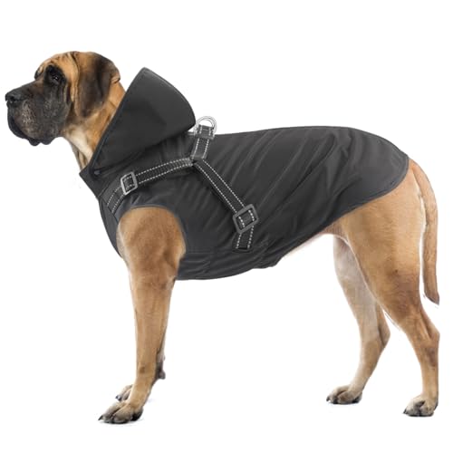 Mosucoirl Hunde Regenmantel Wasserdichter Hunde Kapuzenpullover Reflektierender Hunde Regenmantel mit Kapuze Verstellbare Regenjacke für kleine Mittelgroße und große Hunde und Welpen von Mosucoirl