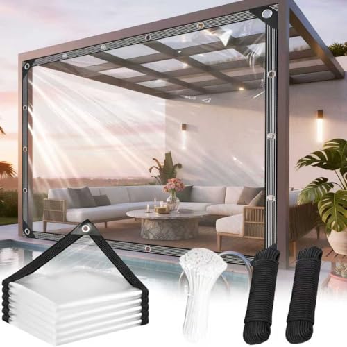 Transparente Plane Wasserdicht mit öSen Abdeckplane Durchsichtige Tarp Schutz Vor Witterung für Gartenmöbel Pflanzen Gewächshaus Pet Hutch Dach von Mosvion