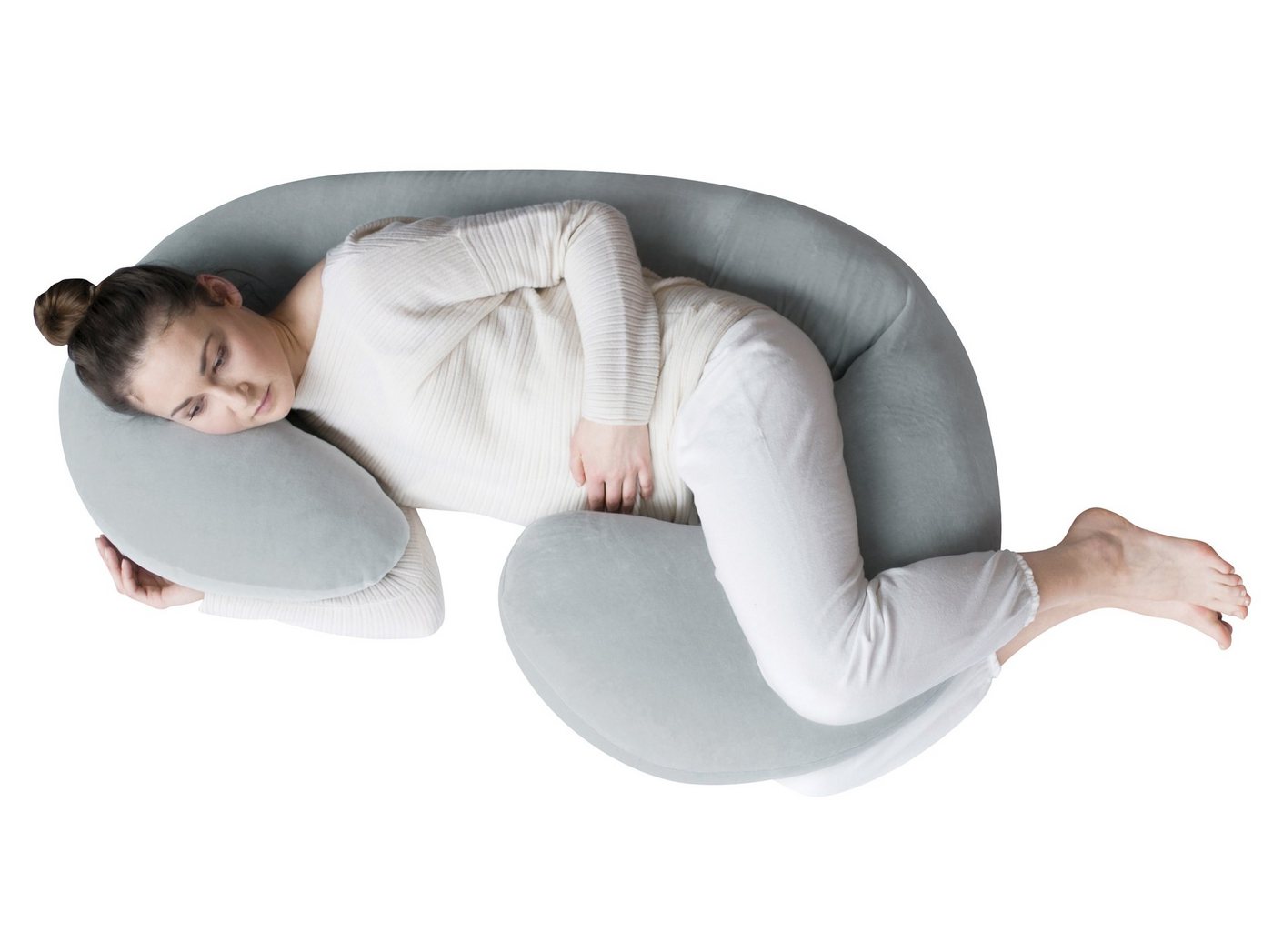 Motherhood Lagerungskissen Stillkissen Sleepy-C Premium aus Baumwoll-Velour, ergonomisch,weicher und kuscheliger Bezug von Motherhood