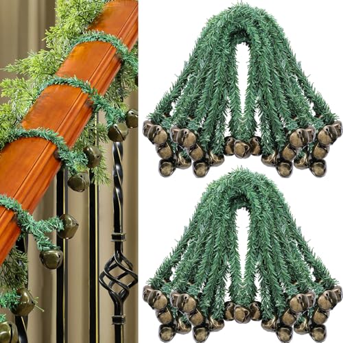 Motionchic 25 Stück 50,8 cm Weihnachtsgirlande Krawatten mit Glocken, dekorative Girlande, Spiralbinder für Geländer, Treppen, Geländer, wiederverwendbar und flexibel, für Weihnachtsdekoration von Motionchic