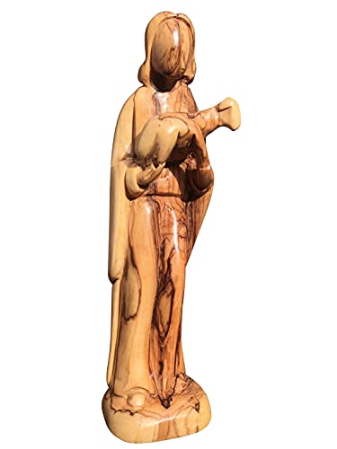 Motivationsgeschenke Handgeschnitzte Figur Guter Hirte aus Olivenholz 23cm | Religiöse Figur | Jesus Christus Skulptur | Christliche Kunst aus Bethlehem | Biblische Heimdekoration von Motivationsgeschenke