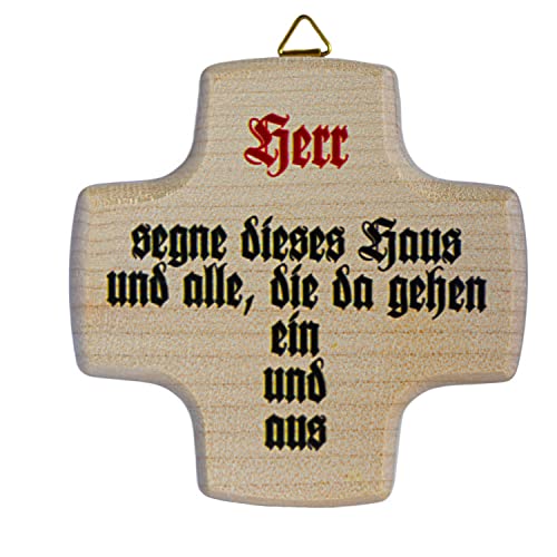 Haussegen mit Spruch Herr segne dieses Haus 9 x 9 cm Segenskreuz Kreuz aus Holz Geschenk zum Einzug von Motivationsgeschenke