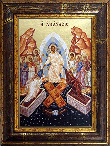 Ikone Auferstehung Christi Ostern Motiv 13 x 18 cm vergoldet Handarbeit aus Griechenland von Motivationsgeschenke