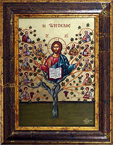 Ikone Christus Der Weinstock Ostern Motiv 13 x 18 cm vergoldet Handarbeit aus Griechenland von Motivationsgeschenke