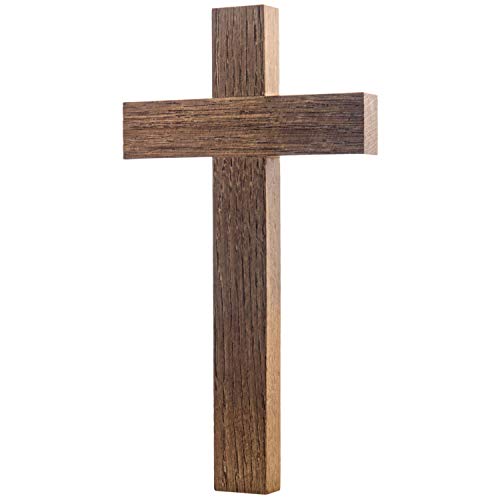 Motivationsgeschenke Kreuz aus Eichenholz 25 cm | Kruzifix dunkelbraun | gerader Querbalken | Handarbeit | hochwertiges christliches Kreuz | ohne Wandhaken | (Eiche, 25x14cm) von Motivationsgeschenke