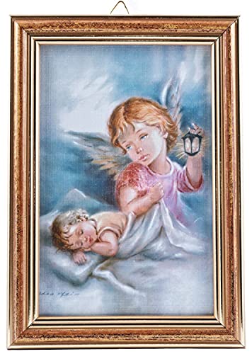 Motivationsgeschenke Schutzengel Bild Engel mit Laterne Retro 17 cm Wandbild mit Holzrahmen von Motivationsgeschenke