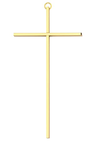 Motivationsgeschenke Wandkreuz Gold, glänzend 25cm, aus Messing | Wandkreuz modern goldfarben | Kruzifix Wohnraum | christliches Kreuz | Jesus Kreuz, Schmuckkreuz, Dekoration | (25x13,5cm) von Motivationsgeschenke