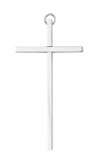 Motivationsgeschenke Wandkreuz Silber, glänzend 15cm, aus Messing | Wandkreuz modern goldfarben | Kruzifix Wohnraum | christliches Kreuz | Jesus Kreuz, Schmuckkreuz, Dekoration | (15x9cm) von Motivationsgeschenke