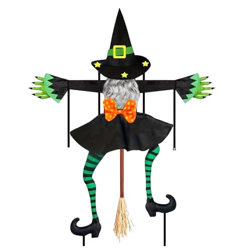 MotiveTech Bruchlandungshexe Hexenfigur Halloween Schmuck Gartendekoration Hängepuppe Wetterfeste Materialien für Den Außeneinsatz für Die Dekoration von Terrass, Grün mit Besen MotiveTech Bruchlandungshexe Hexenfigur Halloween Schmuck Gartendekoration Hängepuppe Wetterfeste Materialien für Den Außeneinsatz für Die Dekoration von Terrass, Grün mit Besen von MotiveTech