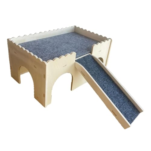 MotiveTech Holzversteck für Hamster Und Kleintiere mit Rampe Und Bett, Plattendicke 5 Mm von MotiveTech