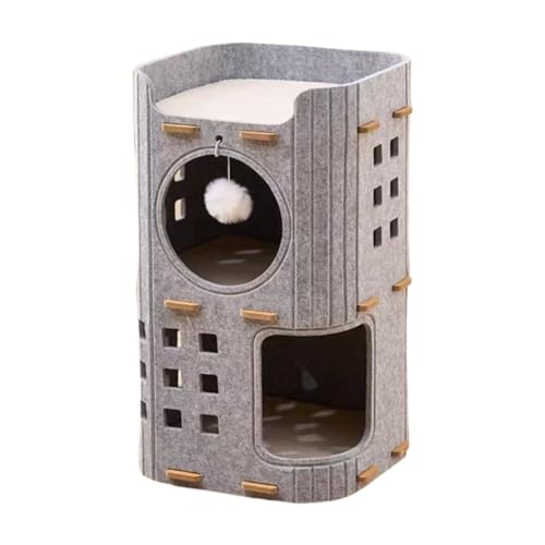 MotiveTech Mehrschichtiges Katzenhöhlenbett, Bodennest, überdachter Tunnelunterstand, Katzenhaus Zum Ausruhen Und Spielen mit Mehreren Katzen, Graue Doppelschicht von MotiveTech