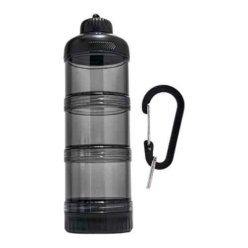 MotiveTech Proteinbehälter Aufbewahrungsdose für Pulver mit Karabiner Und DREI Kammern für Sport Reisen Und Training, Schwarz MotiveTech Proteinbehälter Aufbewahrungsdose für Pulver mit Karabiner Und DREI Kammern für Sport Reisen Und Training, Schwarz von MotiveTech