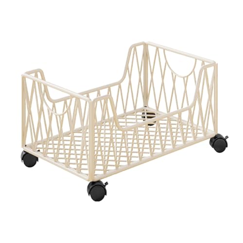 MotiveTech Rollwagen Akten Organizer Lagerwagen Und Untertisch Rollcontainer EIN Vielseitiger Metallkorb mit Rädern für Die Lagerung von Büchern Akten Und Spiel, Weiß, L von MotiveTech