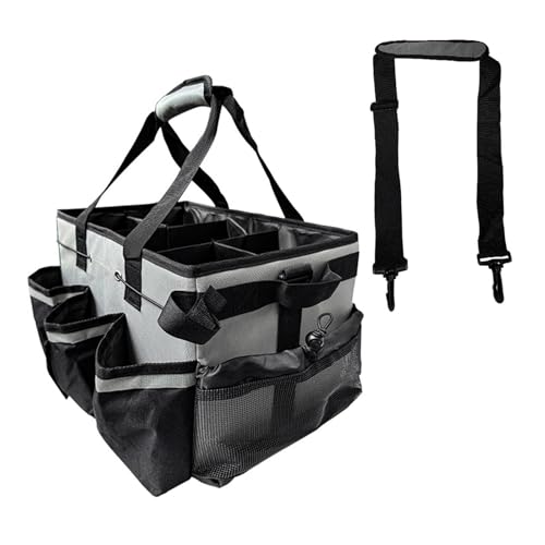 MotiveTech Werkzeug Organizer für Reinigungsutensilien mit Verstellbaren Fächern Und Tragegriff, Grau von MotiveTech