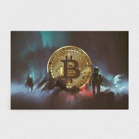 Bitcoin To The Moon - Motivierende Und Inspirierende Leinwand Für Unternehmer, Dekor Büro, Wohnzimmer Oder Arbeitsplatz von Motivelt