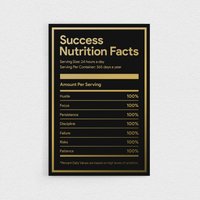 Success Nutrity Facts - Motivations- Und Inspirationsleinwand Für Unternehmer, Dekordruck Büro, Wohnzimmer Oder Arbeitsplatz von Motivelt