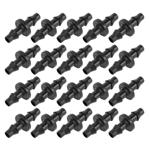 Motoforti Tropfbewässerung Schlauchverbinder 1/4" Gerade Kupplung Schlauchverbinder für Blumentopf Garten Rasen Kunststoff Schwarz 200 Stück von Motoforti