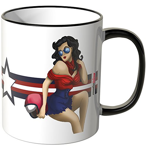 Motoking Tasse, Motiv: Pin Up Girl - SCHWARZ von Motoking