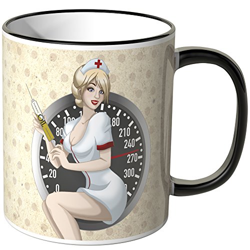 Motoking Tasse, Pin Up Krankenschwester - SCHWARZ von Motoking