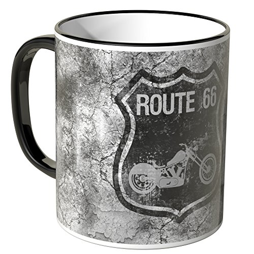 Motoking Tasse, Schriftzug: ROUTE 66 - SCHWARZ von Motoking