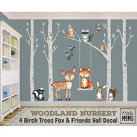 Woodland Kinderzimmer-Wanddekor 4 Birken-Bäume Fuchs & Friends Eule Waschbär Vögel Wandtattoo Neutrales Kinderzimmer Einfach Anzubringen Woodland Kinderzimmer-Wanddekor 4 Birken-Bäume Fuchs & Friends Eule Waschbär Vögel Wandtattoo Neutrales Kinderzimmer Einfach Anzubringen von Motomoms