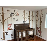 Woodland Kinderzimmer-Wanddekor 6 Birken-Bäume Fuchs & Friends Reh Eule Eichhörnchen Hase Waschbär Vögel Wandaufkleber Neutrales Kinderzimmer Woodland Kinderzimmer-Wanddekor 6 Birken-Bäume Fuchs & Friends Reh Eule Eichhörnchen Hase Waschbär Vögel Wandaufkleber Neutrales Kinderzimmer von Motomoms