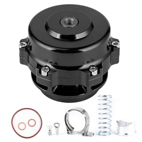 MotorMinds 2 Zoll Turbo Blow Off Valve, Pop Blow Off Ventil Schubumluft, Schubumluftventil Auslassventil aus Aluminiumlegierung Turbo-BOV-Kit Universalzubehör für Autos (Schwarz) von MotorMinds