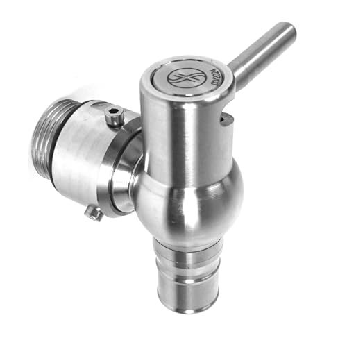 Fischer-LAHR Edelstahl Fasshahn 03/2024: Auslaufhahn Fass - Kugelhahn V2A, Gewinde 1" Zoll Auslaufbogen, lebensmittelecht, Modell-Version 2024 von Motorgeräte Fischer